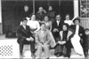 (l-r, 1st row) Edwin Raymond Frost I, Ray ?, unknown; (2nd row) Nan Frost, Dora Frost, Wilson Frost, Eola G. Frost, Elva S. Frost, Mary Edith Frost; (3rd row) Aunt Net Thompson, Annis Powell Frost, Lizzie Frost Berg